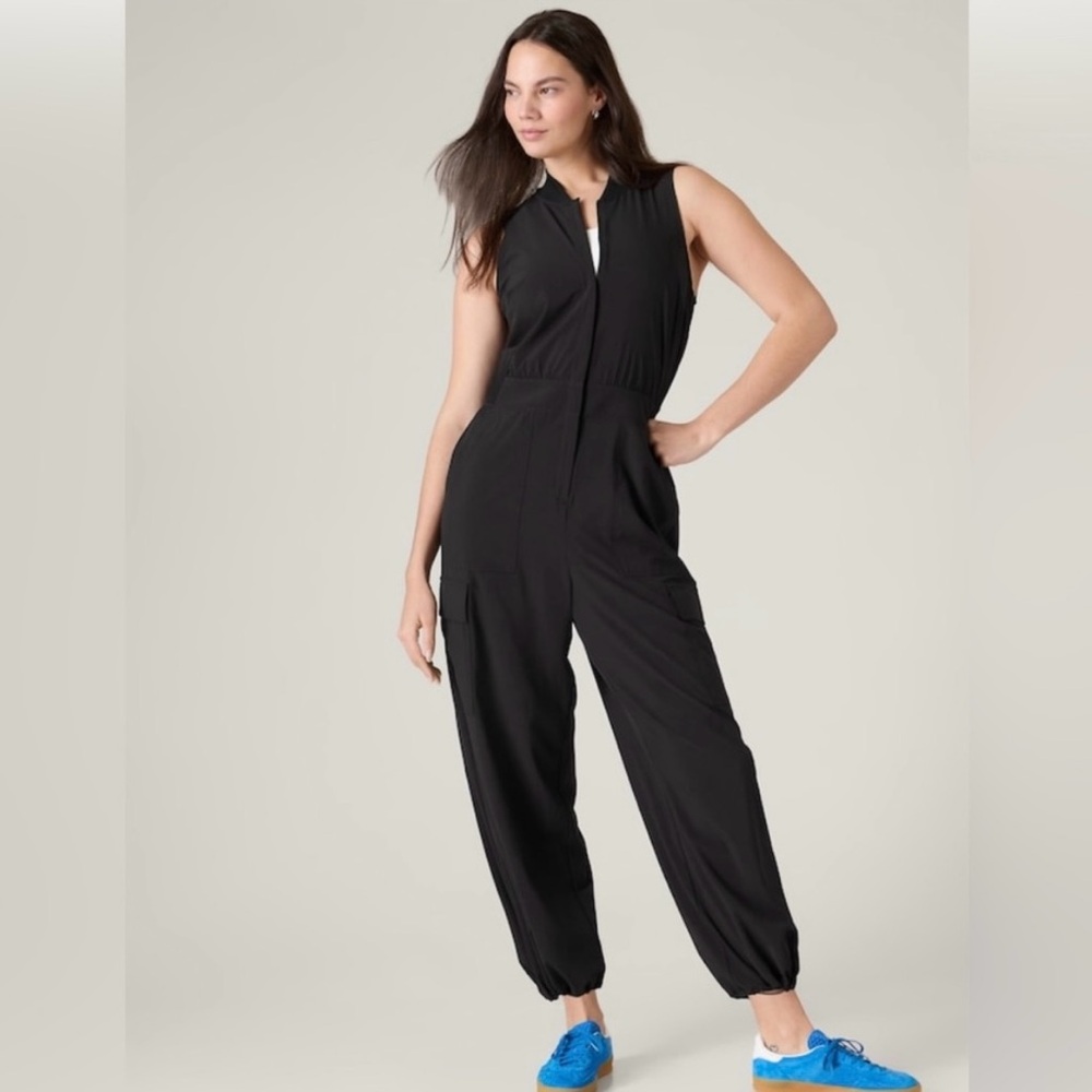 NEW ATHLETA BLACK BROOKLYN UTILITY JUMPSUIT 824834 SZ 16